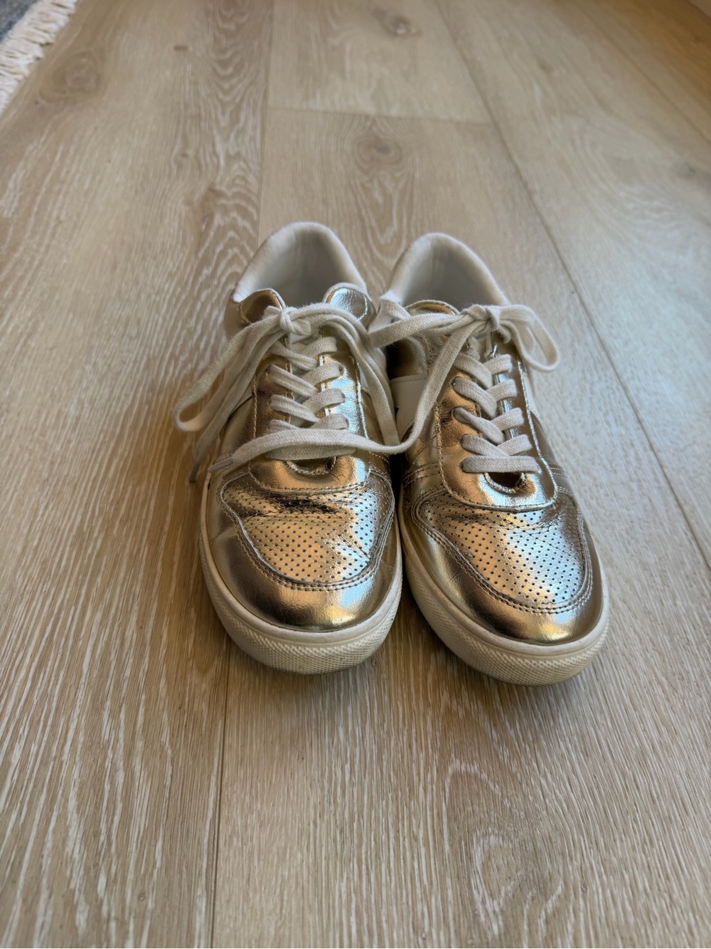 MIA Kids Metallic Gold Lace-Up Sneakers with Cream Soles